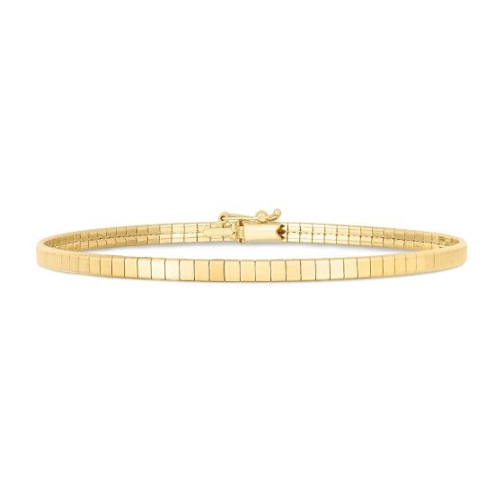 14k Yellow Gold Brick Omega Bracelet (3.20 mm) - alternate view 2