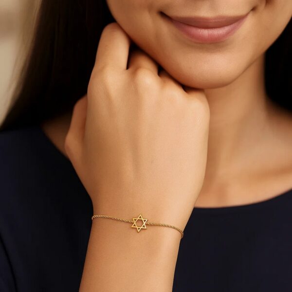 14k Yellow Gold Star of David Bracelet - alternate view 4