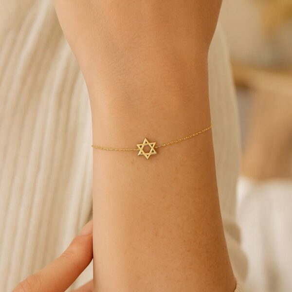 14k Yellow Gold Star of David Bracelet - alternate view 5