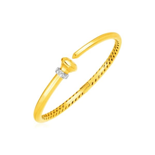 14k Yellow Gold Hinged Bangle Bracelet with Diamonds (3.40 mm) - J