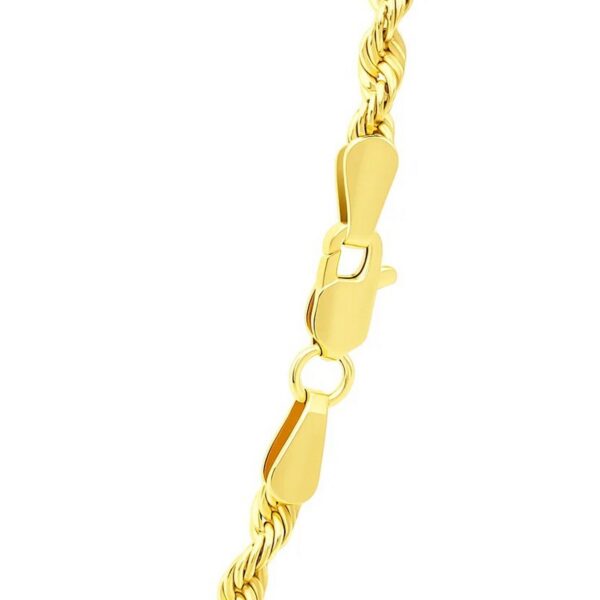 14K Yellow Gold Hollow Diamond Cut Rope Chain (3.2 mm) - alternate view 2