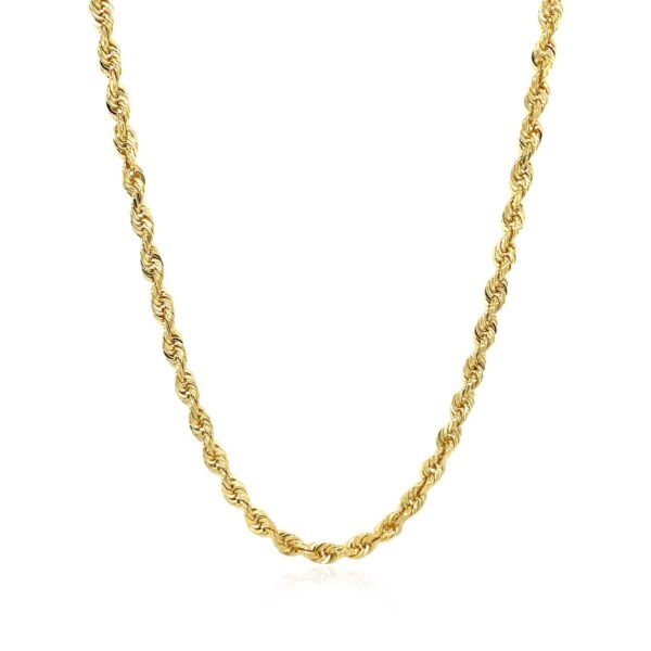 14K Yellow Gold Hollow Diamond Cut Rope Chain (3.2 mm) - alternate view 5