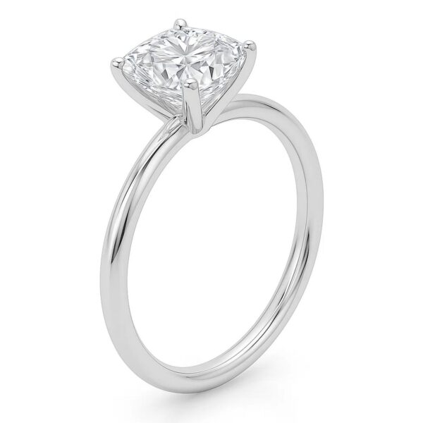 5 Carat Cushion Lab Grown IGI G/VS1 Diamond Solitaire Ring in 10K White Gold - alternate view 2