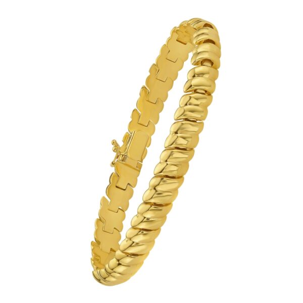 14K Yellow Gold Scalloped Bangle (8.00 mm) - alternate view 3