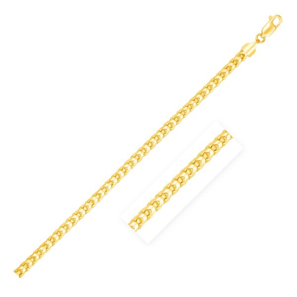 14k Yellow Solid Gold Diamond Cut Round Franco Chain (2.70 mm) - Yellow Gold