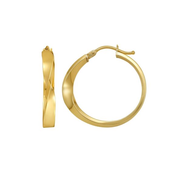 14K Yellow Gold Twisted Square Tube Hoop Earrings - alternate view 2