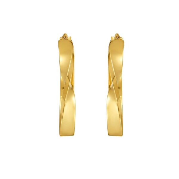 14K Yellow Gold Twisted Square Tube Hoop Earrings - alternate view 3