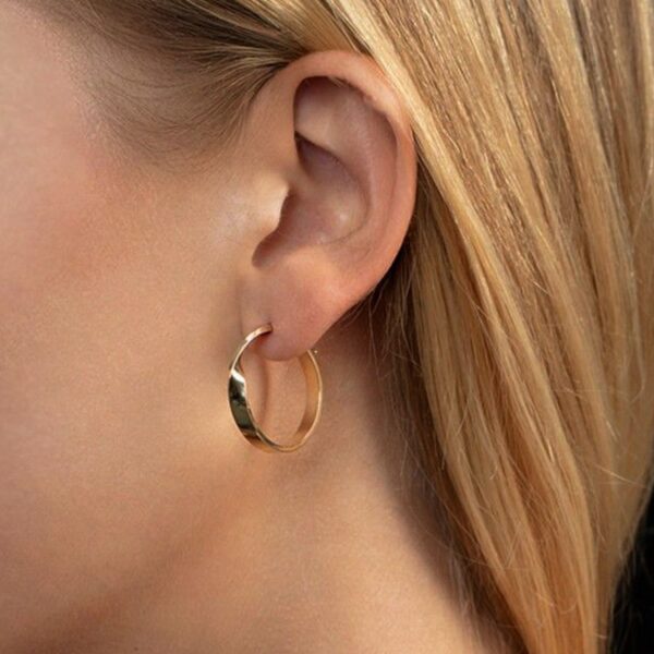 14K Yellow Gold Twisted Square Tube Hoop Earrings - alternate view 4