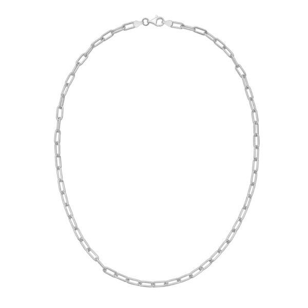 Sterling Silver Rhodium Plated Round Link Paperclip Chain (5.20 mm) - alternate view 2