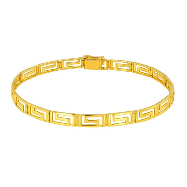 14k Yellow Gold Fancy Greek Key Motif Bracelet (6.35 mm) - alternate view 2