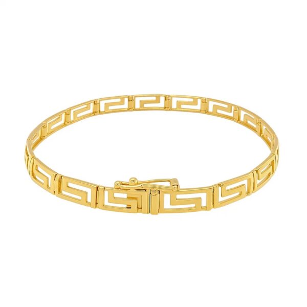 14k Yellow Gold Fancy Greek Key Motif Bracelet (6.35 mm) - alternate view 3