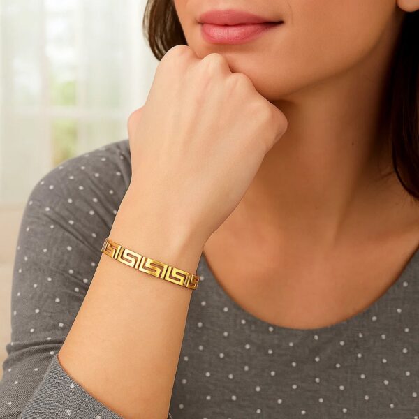 14k Yellow Gold Fancy Greek Key Motif Bracelet (6.35 mm) - alternate view 5