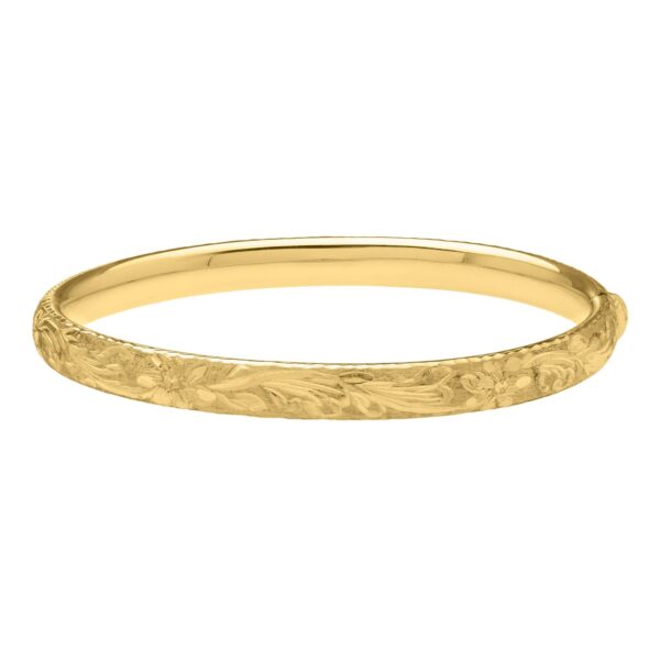 Engraved Medium Bangle in 14K Yellow Gold (6.20 mm) - alternate view 2