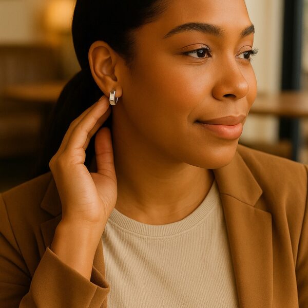 14k White Gold Snuggable Hoop Earrings - alternate view 3