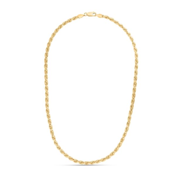 Sterling Silver Yellow Gold Plated Diamond Cut Royal Rope Chain (4.40 mm) - alternate view 2