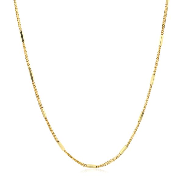 Diamond Cut Bar Links Pendant Chain in Yellow Gold (1.30 mm) - alternate view 2