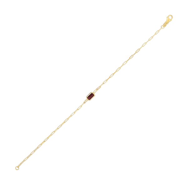 14K Yellow Gold Garnet Paperclip Bracelet (1.50 mm)