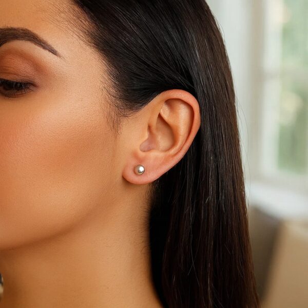 Sterling Silver Ball Stud Earrings (6.00 mm) - alternate view 4