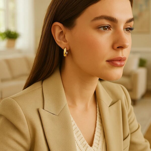 Tapered Huggie Hoop Earrings in 14K Yellow Gold - alternate view 3