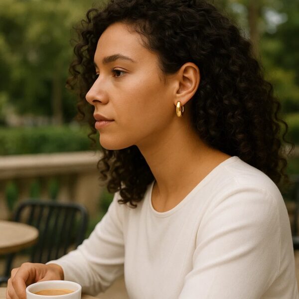 Tapered Huggie Hoop Earrings in 14K Yellow Gold - alternate view 4