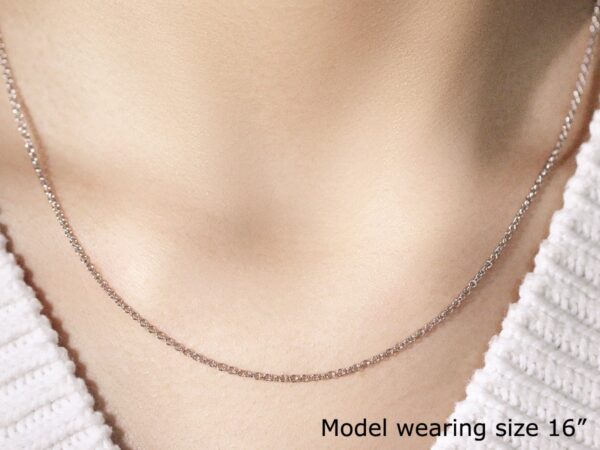 14k White Gold Round Cable Link Chain (1.50 mm) - alternate view 3