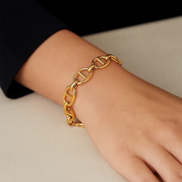 14k Yellow Gold High Polish Mariner Link Bracelet (13.80 mm) - alternate view 4