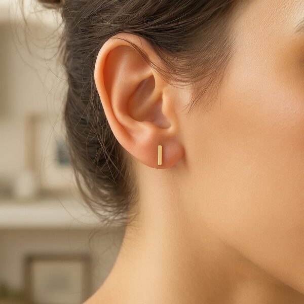 14K Yellow Gold Yours Truly Initial I Stud Earrings - alternate view 3