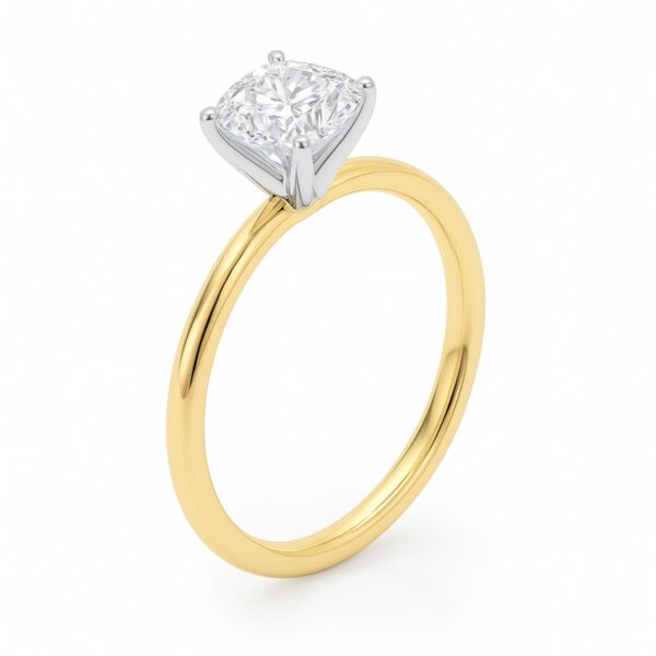 1.50Ct Cushion Lab Grown IGI G/VS1 Diamond Ring in 14K Yellow Gold - alternate view 2