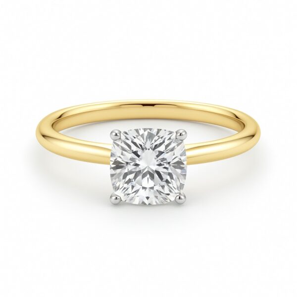 1.50Ct Cushion Lab Grown IGI G/VS1 Diamond Ring in 14K Yellow Gold - alternate view 3