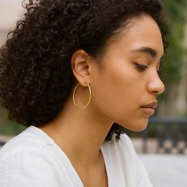 Endless Hoop Style Earrings in 14K Yellow Gold(1.2x35mm) - alternate view 3