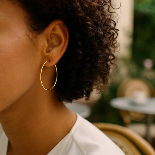 Endless Hoop Style Earrings in 14K Yellow Gold(1.2x35mm) - alternate view 4