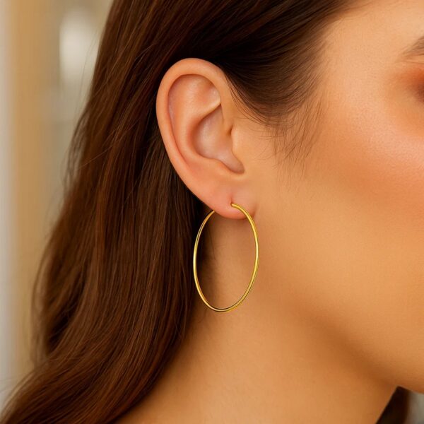Endless Hoop Style Earrings in 14K Yellow Gold(1.2x35mm) - alternate view 5
