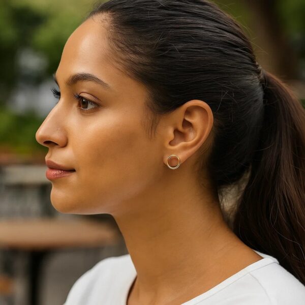 Open Circle Post Earrings in 14k Yellow Gold - alternate view 3