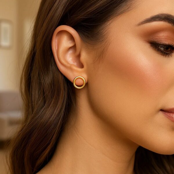 Open Circle Post Earrings in 14k Yellow Gold - alternate view 4
