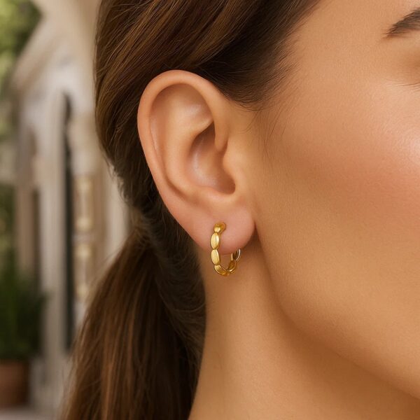 Medium Rice Hoop Earrings in 14K Yellow Gold - alternate view 4