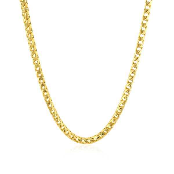 14k Yellow Solid Gold Diamond Cut Round Franco Chain (3.10 mm) - Yellow Gold - alternate view 2