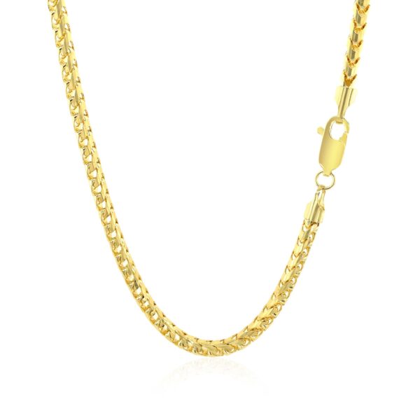 14k Yellow Solid Gold Diamond Cut Round Franco Chain (3.10 mm) - Yellow Gold - alternate view 3