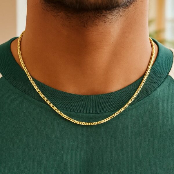 14k Yellow Solid Gold Diamond Cut Round Franco Chain (3.10 mm) - Yellow Gold - alternate view 5
