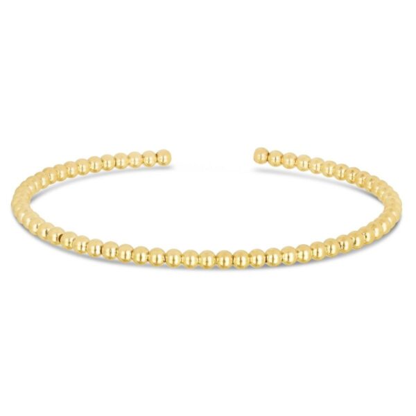 14k Yellow Gold High Polish Bead Cuff Bangle (3.00 mm) - alternate view 2