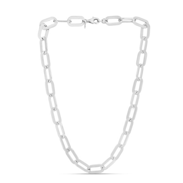 Sterling Silver Rhodium Plated Italian Link Paperclip Bracelet (10.30 mm) - alternate view 2