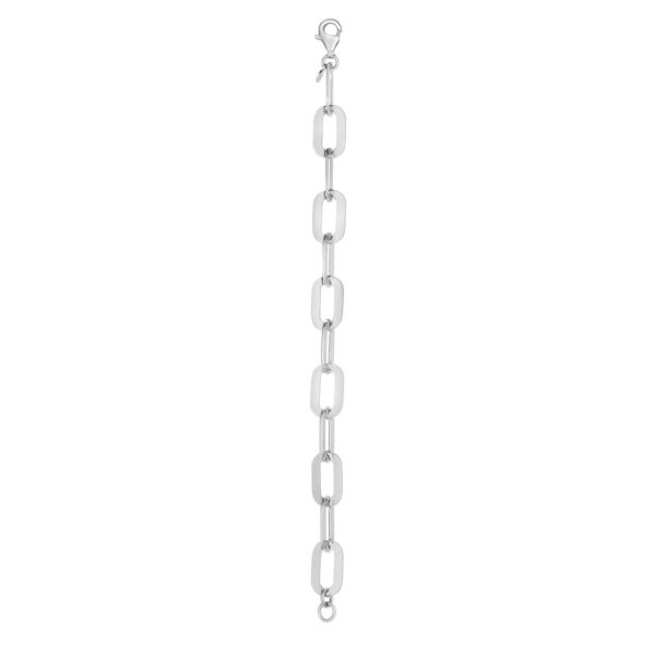 Sterling Silver Rhodium Plated Italian Link Paperclip Bracelet (10.30 mm) - alternate view 4