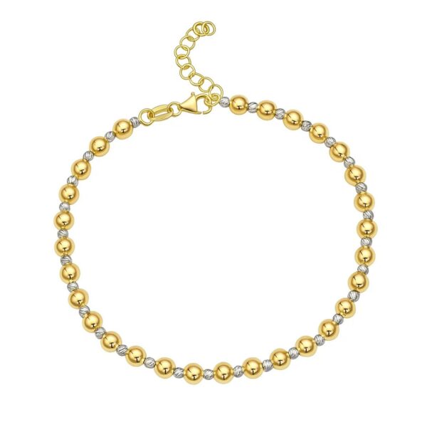 Two Tone Beaded Chain Bracelet in 14K Gold (4.00 mm) - Two-Tone Gold