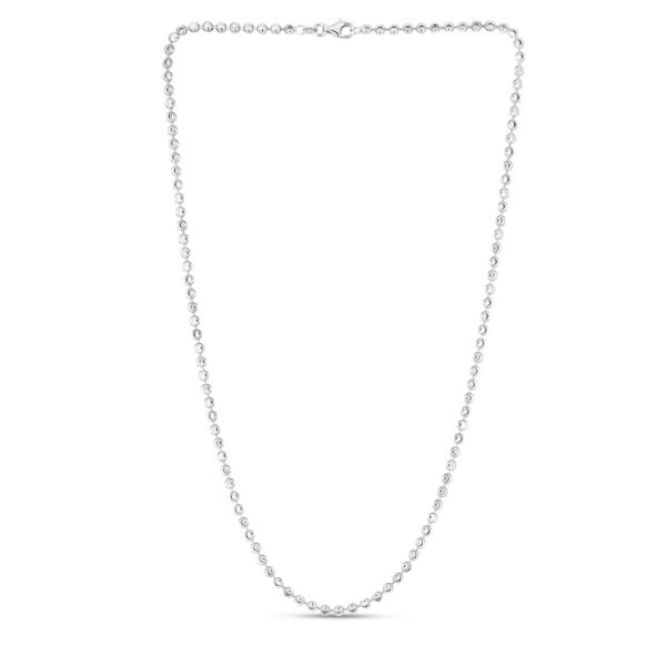 Sterling Silver Rhodium Plated Moon Cut Bead Chain (3.00 mm) - alternate view 2