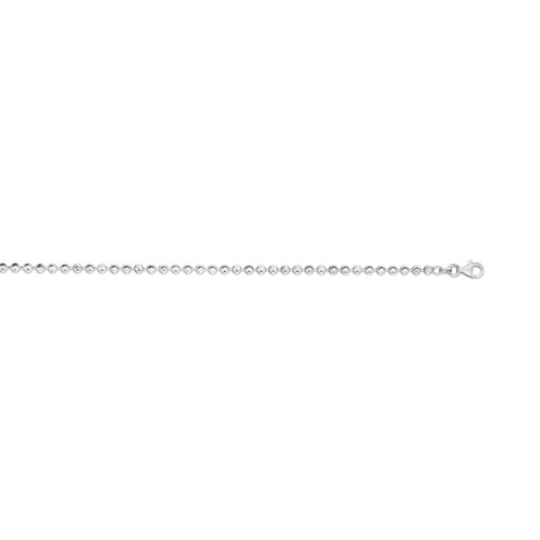 Sterling Silver Rhodium Plated Moon Cut Bead Chain (3.00 mm) - alternate view 3