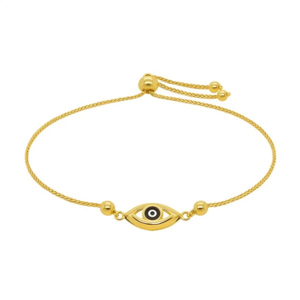 14k Yellow Gold Adjustable Evil Eye Bracelet (1.00 mm) - alternate view 2