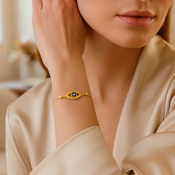14k Yellow Gold Adjustable Evil Eye Bracelet (1.00 mm) - alternate view 4
