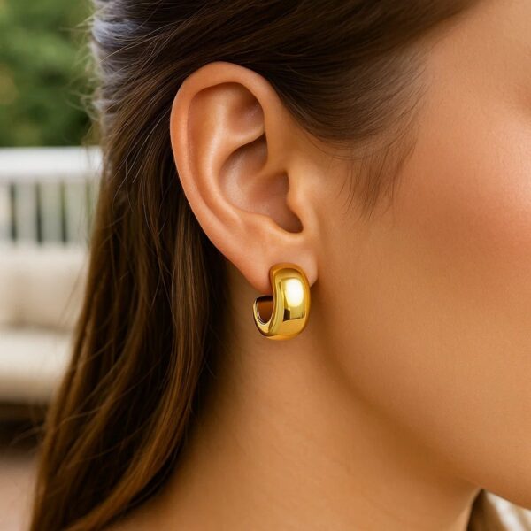 14K Yellow Gold Polished C Hoop Huggie Earrings - alternate view 2