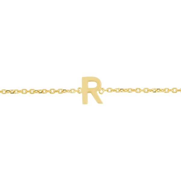 14K Yellow Gold Mini Initial R Bracelet - alternate view 3