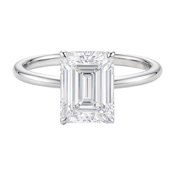 3 Carat Emerald Lab Grown IGI G/VS1 Diamond Solitaire Ring in 14K White Gold - alternate view 3