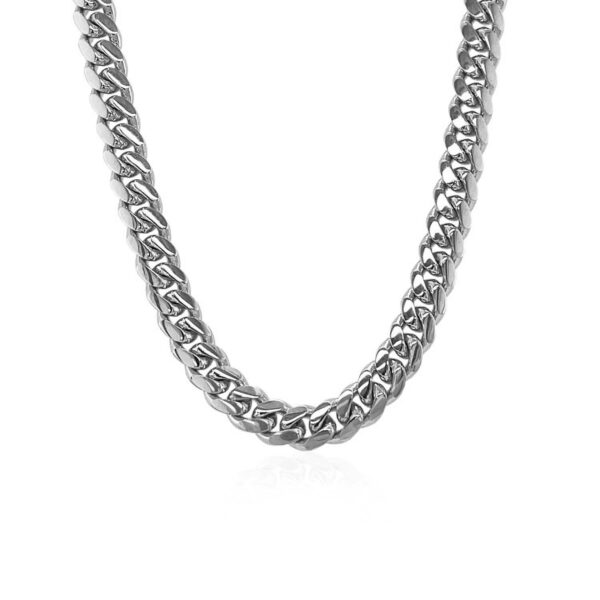 14k White Gold Classic Miami Cuban Solid Chain (5.00 mm) - alternate view 2